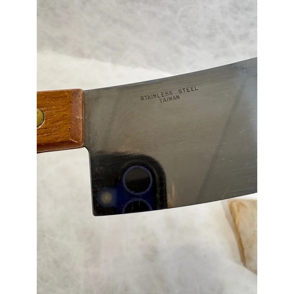 Hickory Farms of Ohio Mini Cheese Cleaver Stainless Steel Wood Handle 3 inch